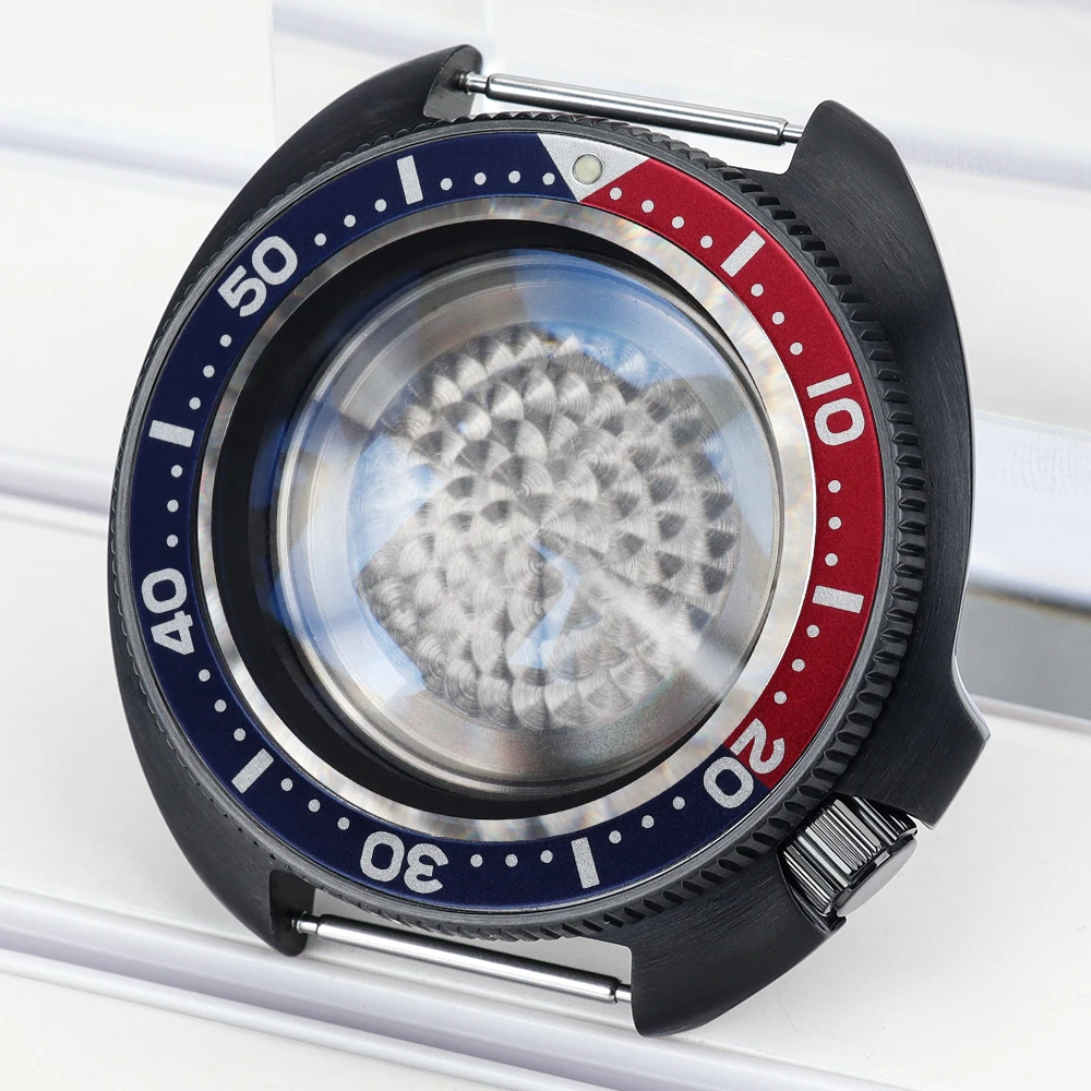 44mm Automatic Dive Watch Case Black Assemble Watch Parts AR Sapphire Glass For NH35 NH36 4R35 36 With Chapter Ring 4.1 Oclock