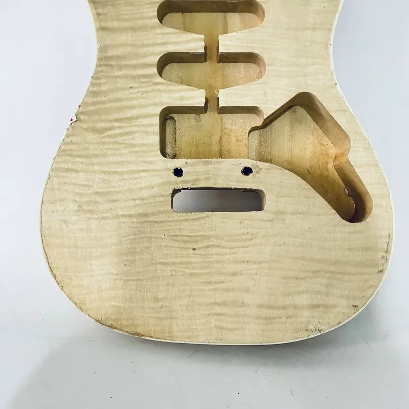 GB376 Natural Flamed Maple Top with Solid Basswood Electric Guitar Body SSH Pickups Custom Tremolo and Bridges for DIY