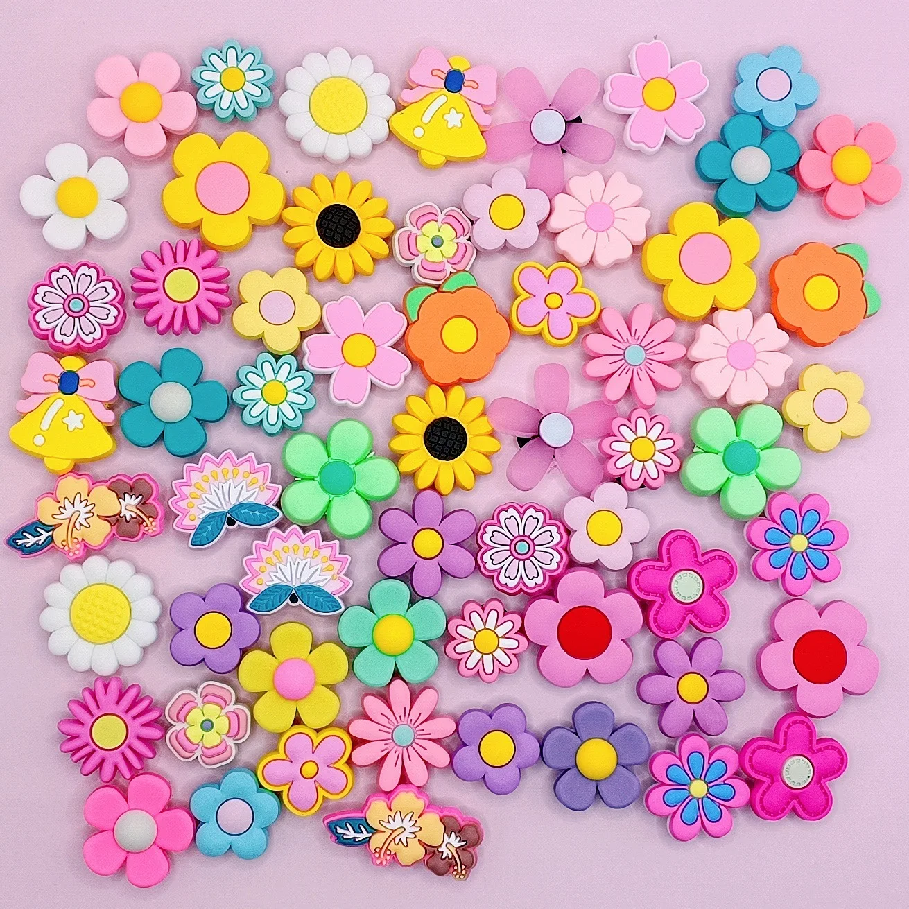 30Pcs Colorful Flower Series DIY Shoe Charms For Clogs Bubble Slides Sandals Removable Shoe Decorations Accessories Xmas Gift