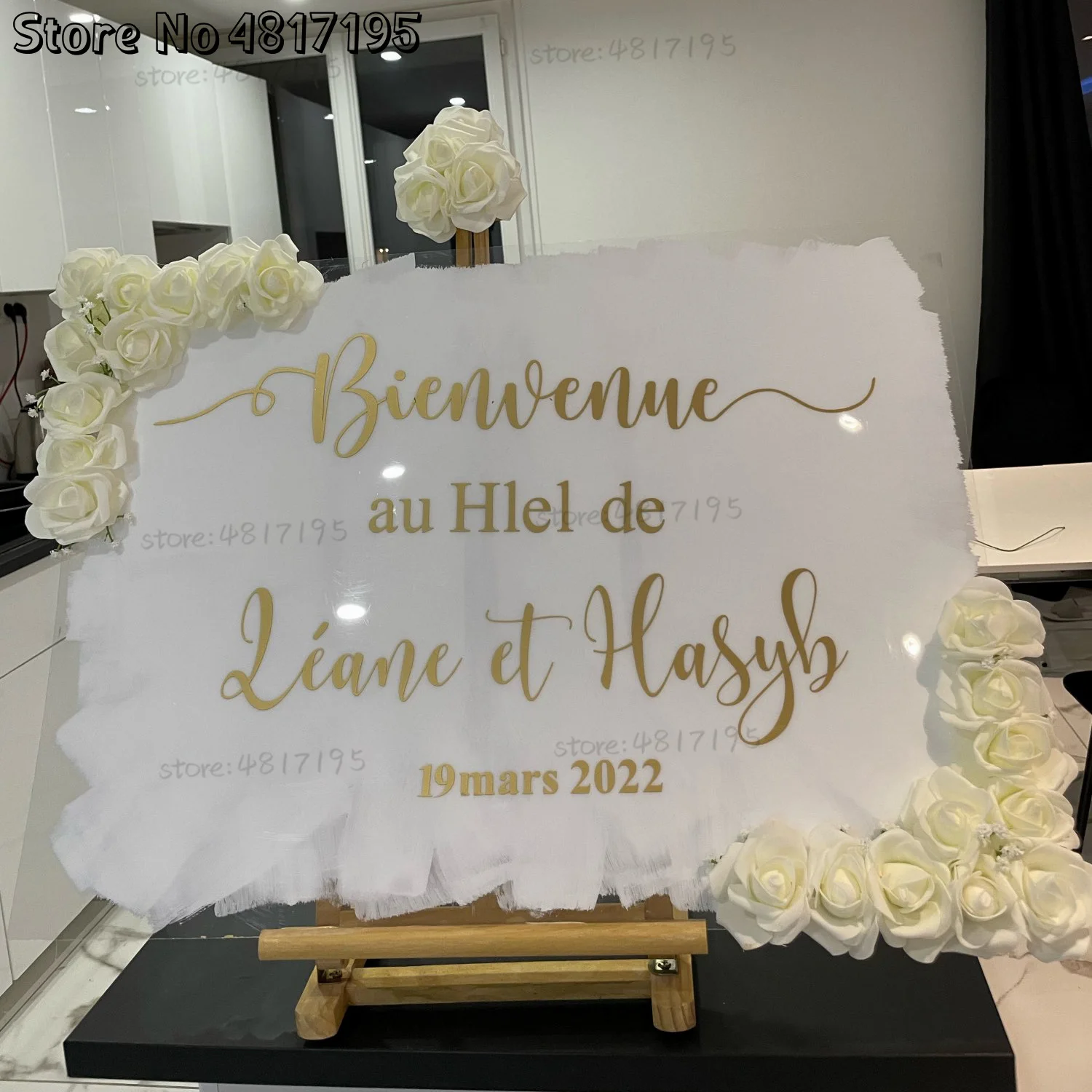 Bienvenue AU HLEL DE Stickers Wedding Sign Vinyl Custom Texts Wedding Birthday Parties Decals Unique Wedding Mirror Sticker