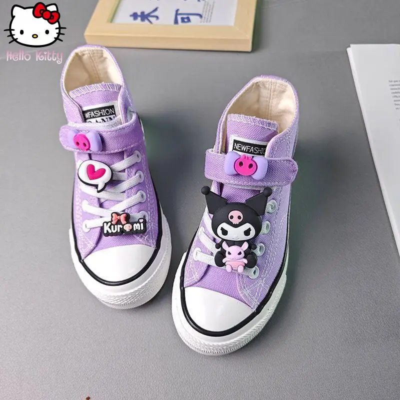 

Sanrio Girls' Kawaii Canvas Shoes Kuromi Children's Cartoon Anime Casual Sports Board Shoes Fashion Comfortable Princess Shoes