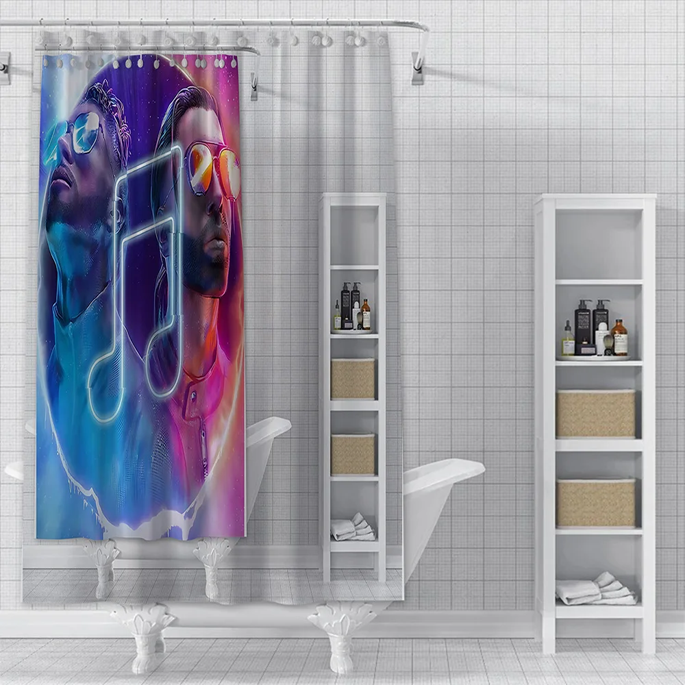 Rapper PNL QLF Singer Shower Curtain Waterproof Polyester Fabric Paint Bath Curtains Home Bathroom Decor Curtain With Hook