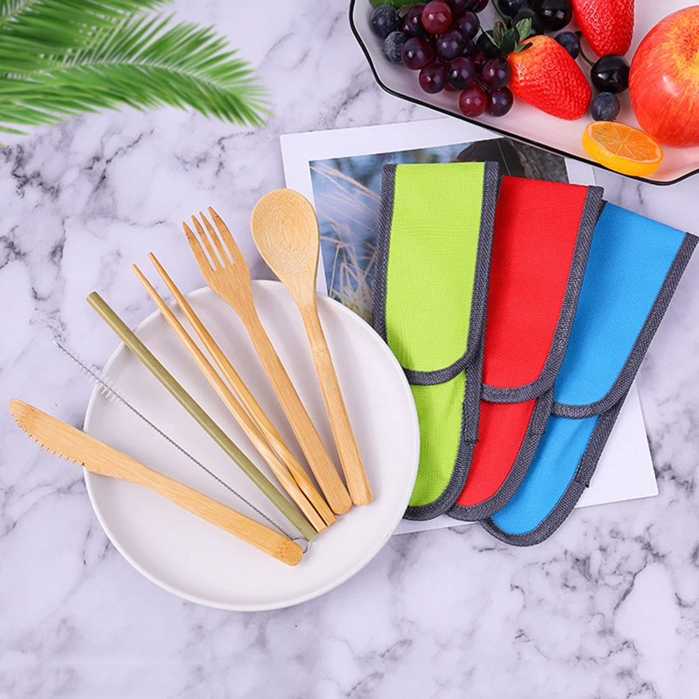 Bamboo Cutlery Travel - Ensemble de couverts de voyage réutilisables