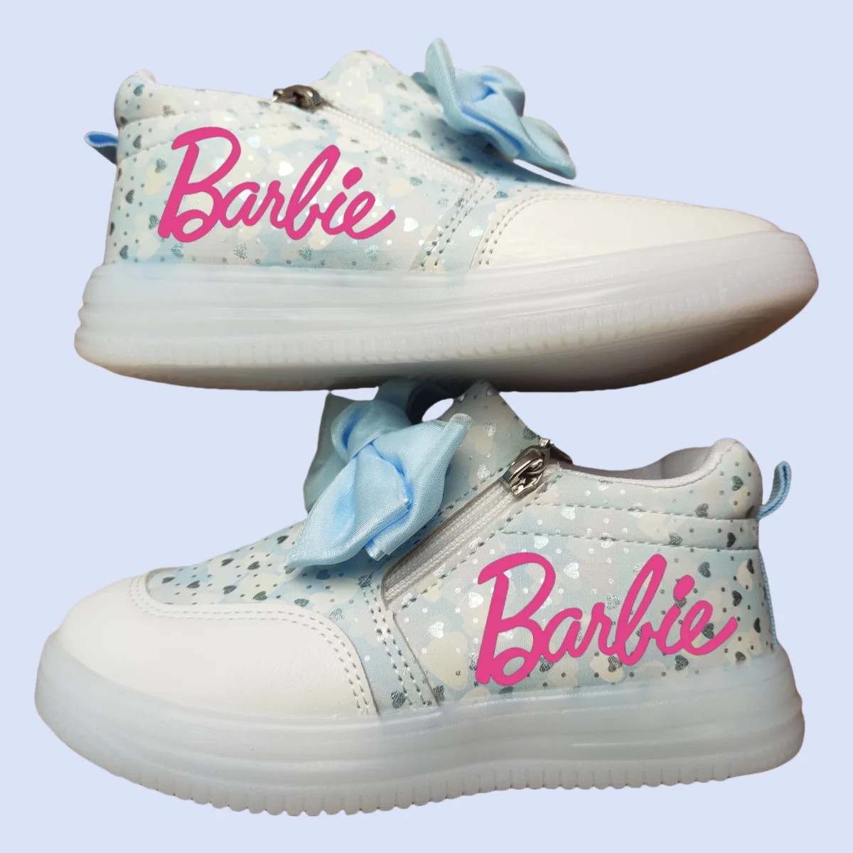 Barbie Shoes Girls LED Tennis Shoes Fashion Barbie Luminous Shoes Kids Casual Sneakers New Print Lighted Shoes Size 21-30