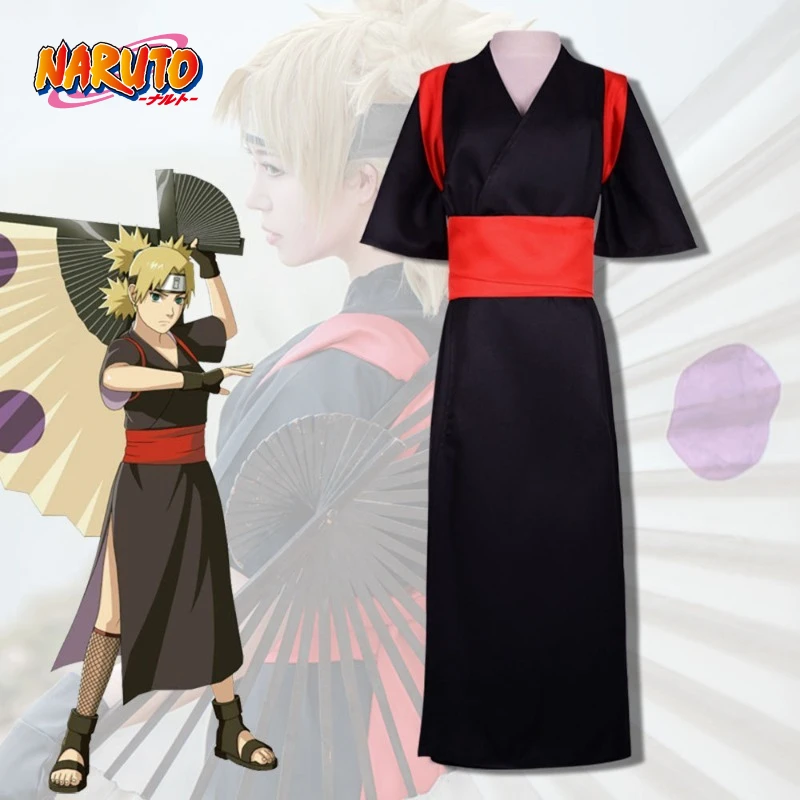 

Костюм для косплея Нара Темари-женское черное кимоно из Наруто для Хэллоуина и периферийных мероприятий аниме, праздничный подарок
