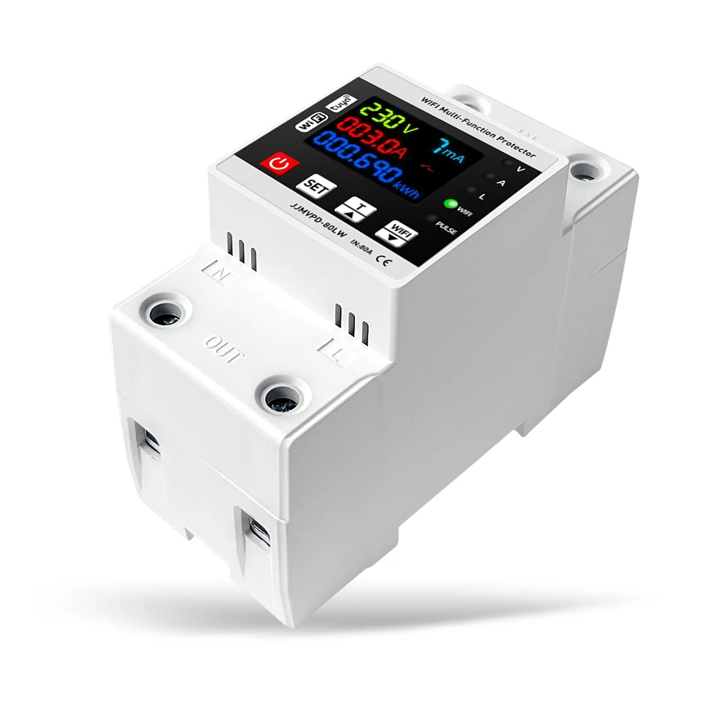 

Tuya WiFi 80A Интеллектуальная защита от записи тока Мониторинг напряжения Автоматический выключатель Выключатель Измеритель мощности Защитные значения