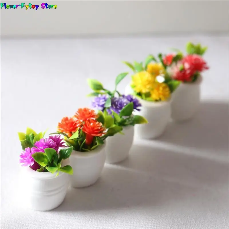 1/3 قطع/مجموعة مصغرة بيت الدمية 1:12 أصيص نباتات خضراء زهور مزروعة إكسسوارات ديكور منزلي عشوائية - 4