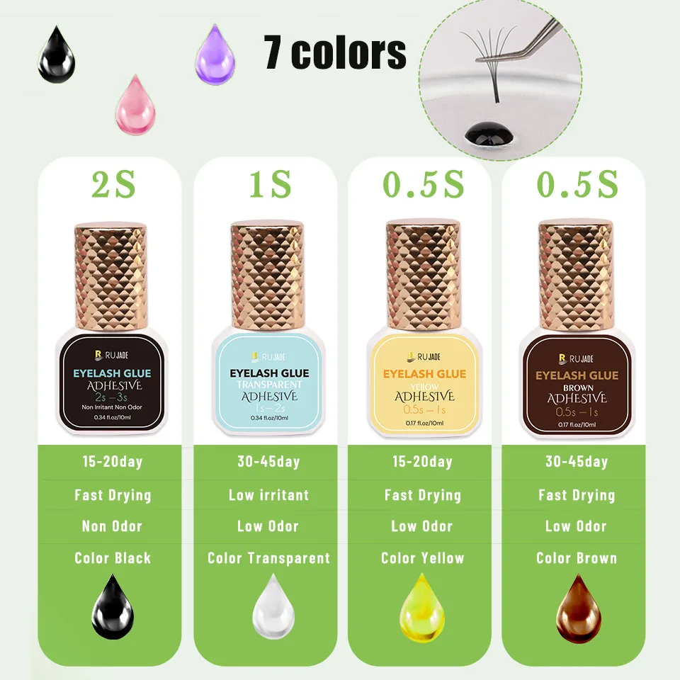 

Professional 5/10ml 0.3S Eyelash Glue Fast Drying Long Last Eye Lash Extension Glue Adhesive Pink Brown Color Glue No Irritation