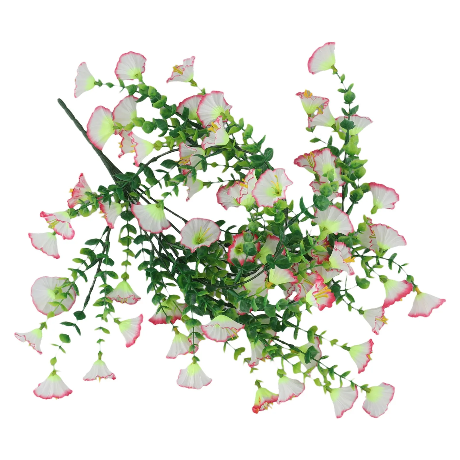 Artificial Hanging Vine Decor Featuring Morning Glory Blooms and Complementary Foliage for Indoor Outdoor Space Enhancement