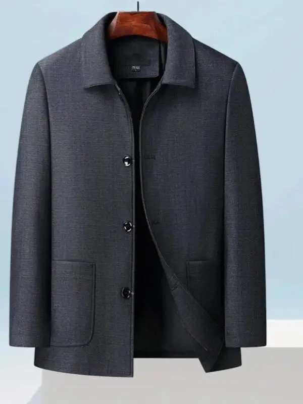 

Spring Busin Jaet Dad Coat Middle-Aged Men's Spring Autumn Casual Top andpa Busin Sle Anti-Wrinkle Long Sve