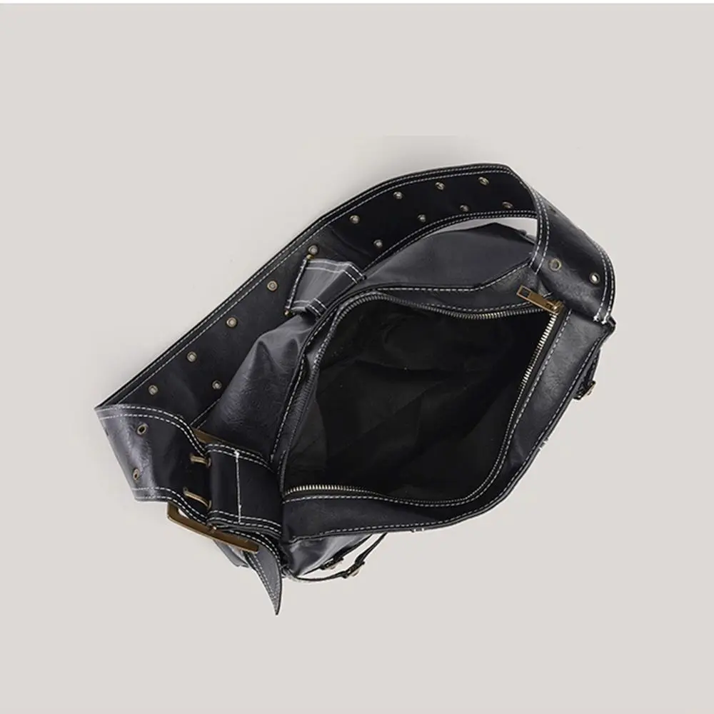 Simple Y2K Retro Rivet Shoulder Bag Pu Leather Spicy Girl Vintage Underarm Bag Handbag Korean Crossbody Bags Girls
