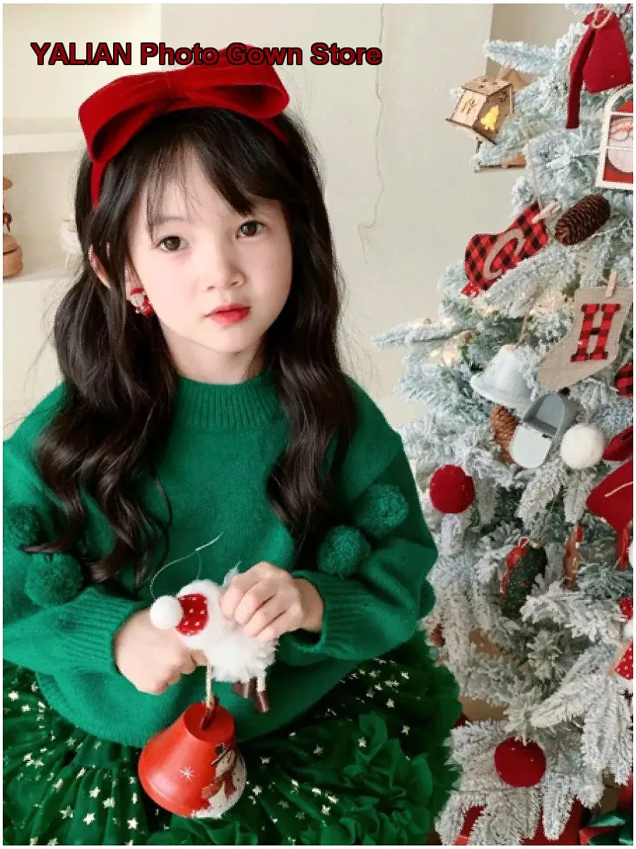 Girls Knit Base Layer Top Autumn Spring Thin Breathable Green