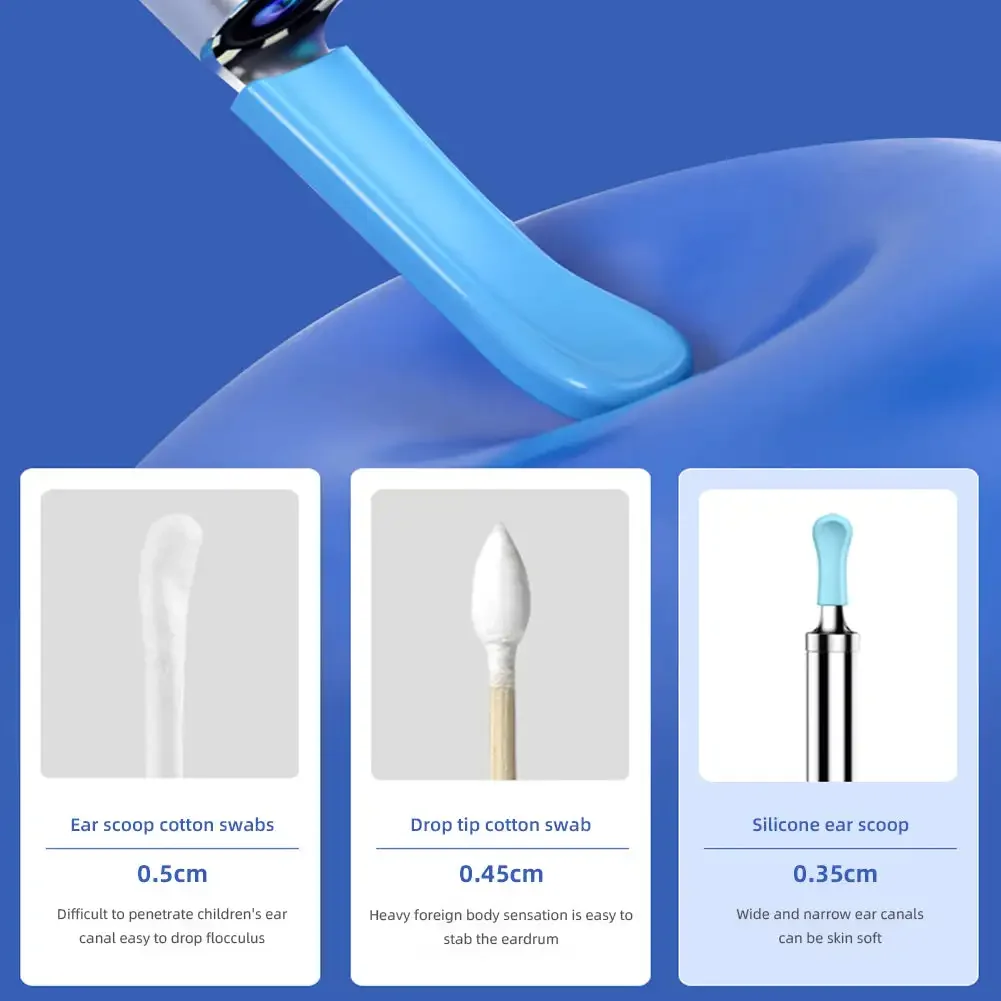 Alta definição Visual Inteligente Orelha Escavação Colher, Recarregável Sem Fio, Luminoso Ear Cleaner, Ferramenta De Remoção De Cera, Cuidado Da Orelha, Luminoso