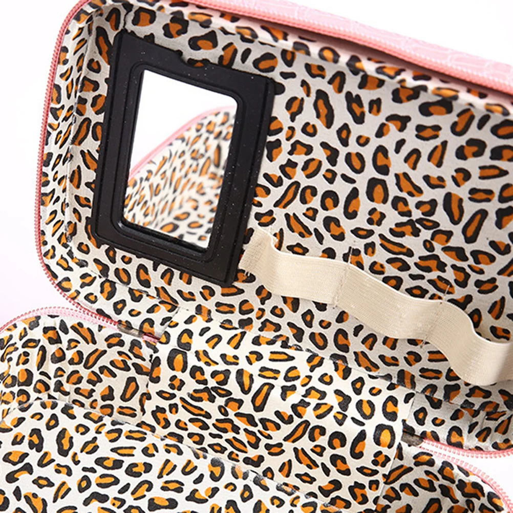 

PU Makeup Pouch Pink Portable Travel Lightweight Bag Large Capacity Durable Zipper Scratch Resistant