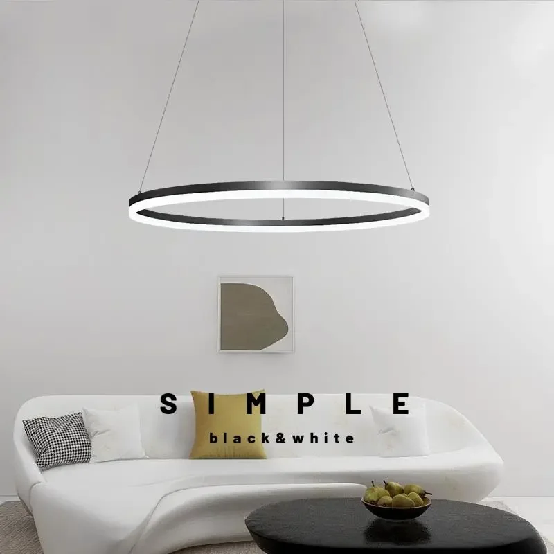 

Modern LED circular pendant light. Suitable for ceiling chandeliers in restaurants, living rooms, bedrooms, and study rooms.