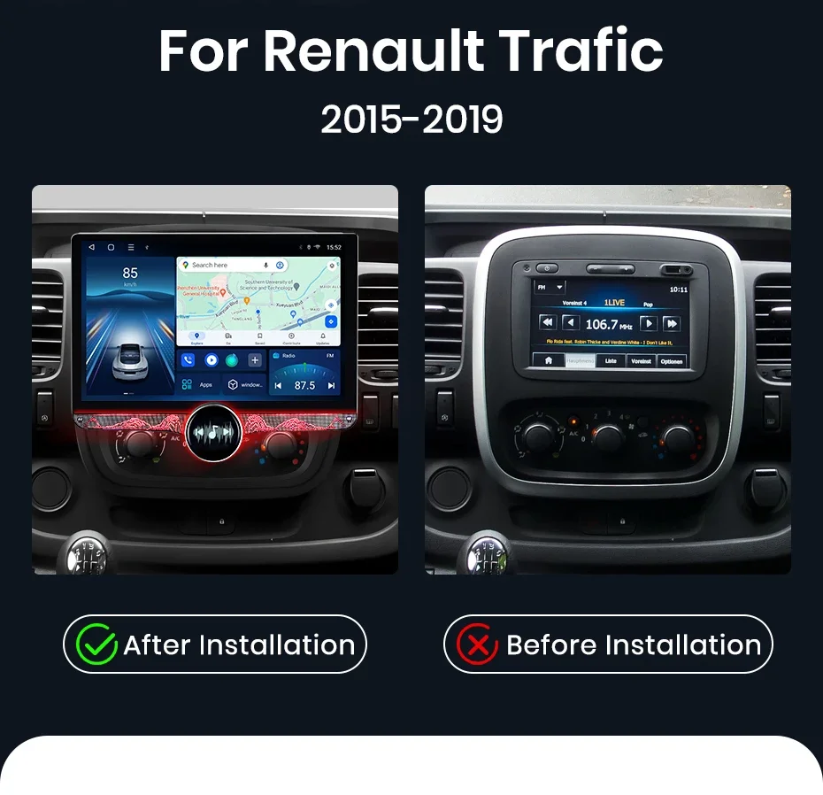 Junsun 11.5 "qled 2k drahtloses Carplay für Apple Autoradio Android 13 Auto für Renault Trafic 2015-2019 Multimedia Stereo 4g – Detail 3