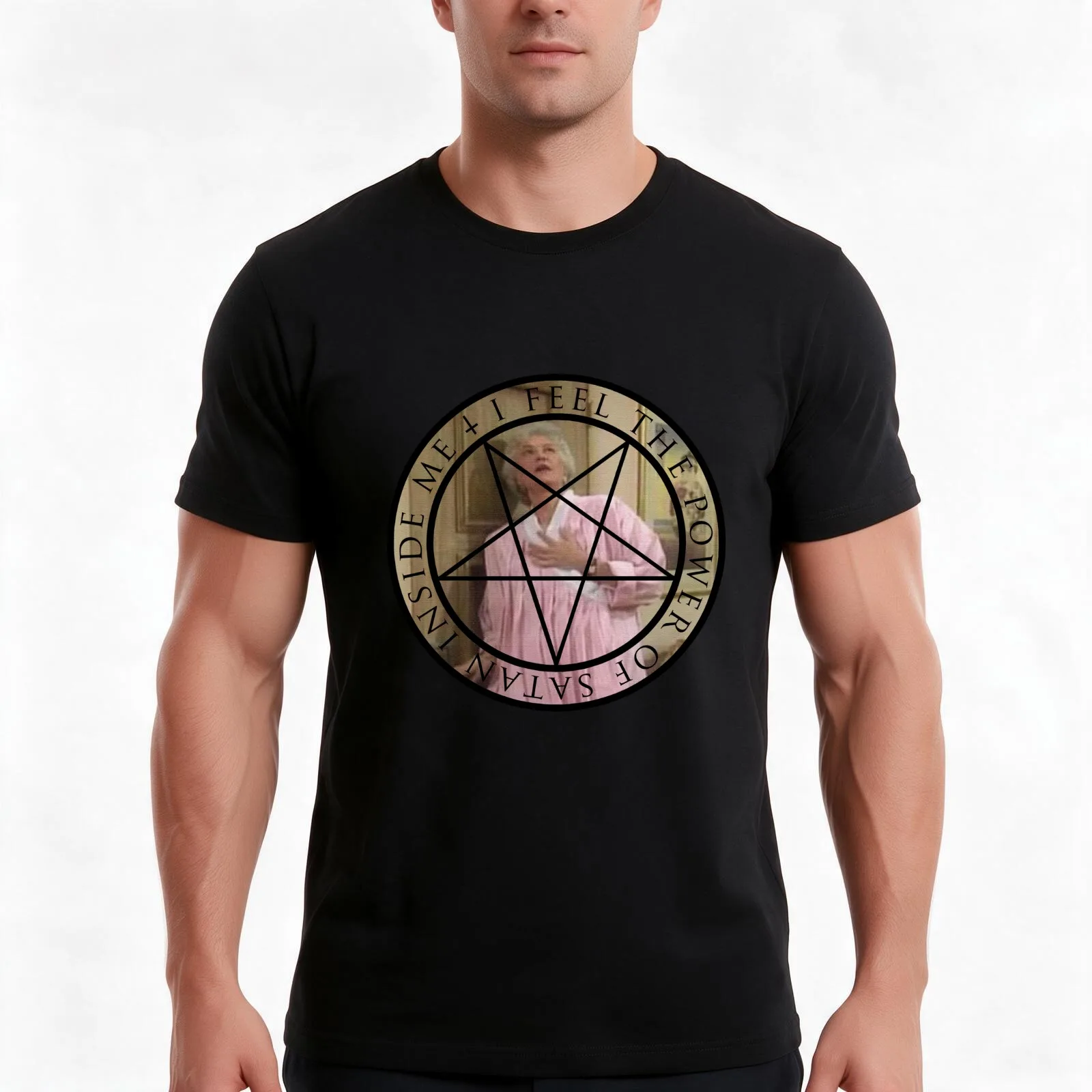 I Feel the Power of Satan Inside Me T-Shirt, Summer Casual Cotton Tee, Oversized Streetwear Tops, Vintage Graphic Print