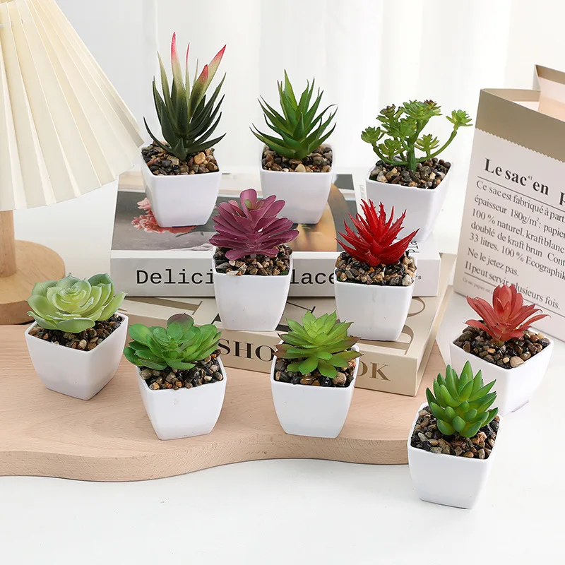 

Mini Simulation Succulent Potted Green Plant Decoration Artificial Plant Succulent Potted Bonsai Home Office Desktop Decoration