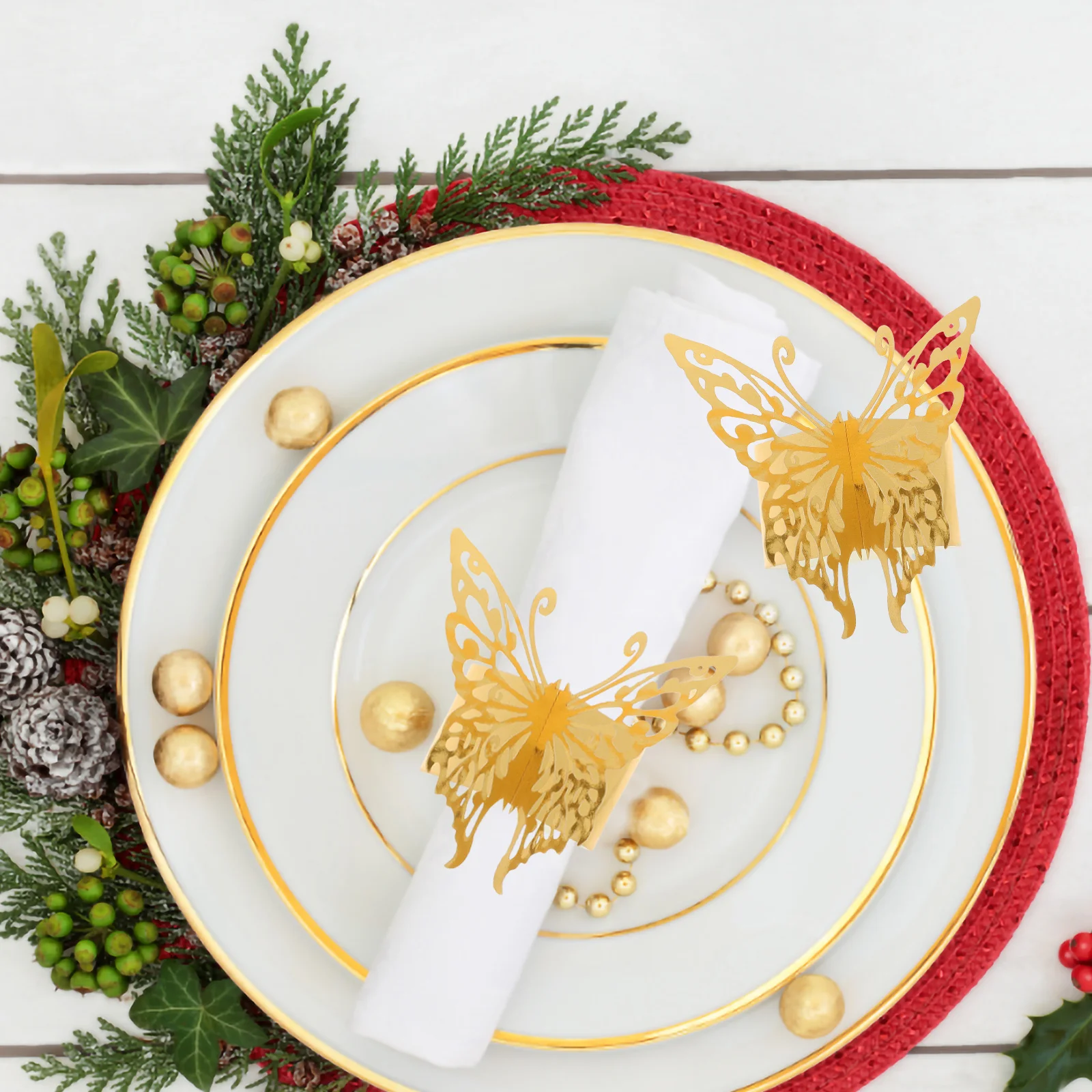 

50Pcs Napkin Rings Metal Butterflies Design Party Napkin Holders Festival Table Decoration Serviette Rings Serviette Ring
