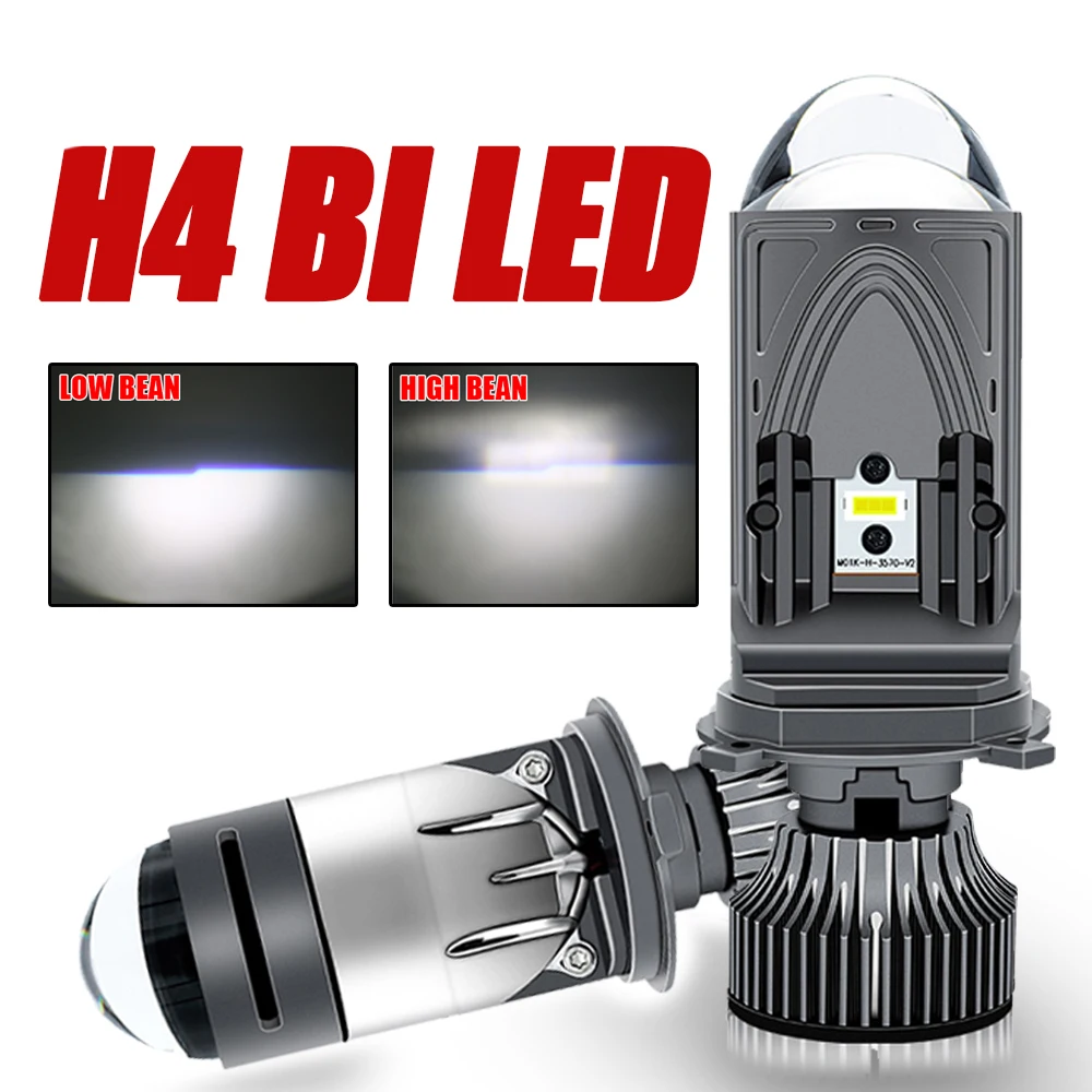 2Pcs H4 LED Projector Mini Lens Car Bi LED Headlight Bulb Hi/Lo Beam CANBUS Turbo Auto Bulb H4 High Low Light Fog lamp bulb12V