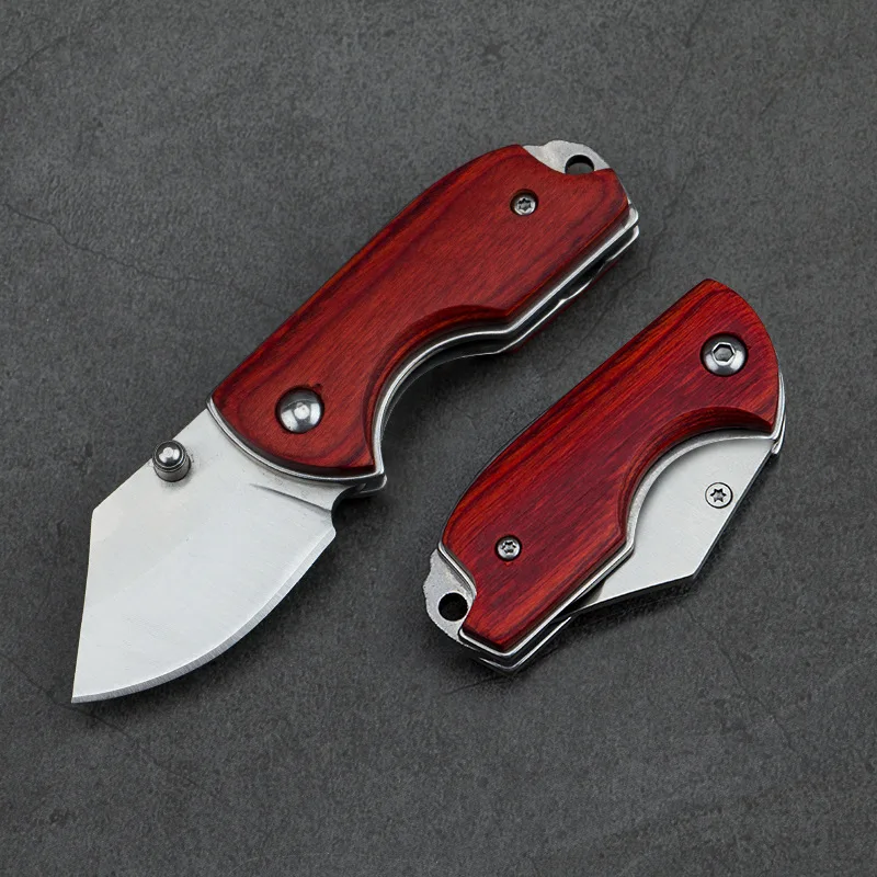 Colored Wood MINI Folding Knife High Hardness D2 Handle Express Pocket Knife EDC Outdoor Tool KeyPendant Knifves