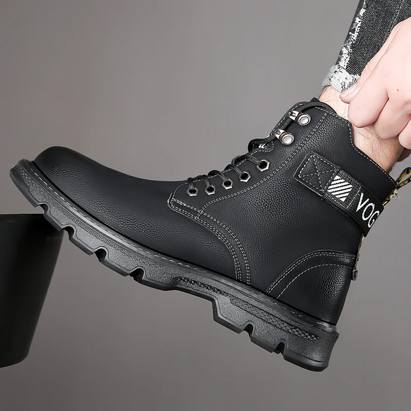 

2025 Men's Big Yellow Boots Outdoor Water - Repellent Coating Medium - Top British Style Retro Work Boots Winter Snow Cotton Fas