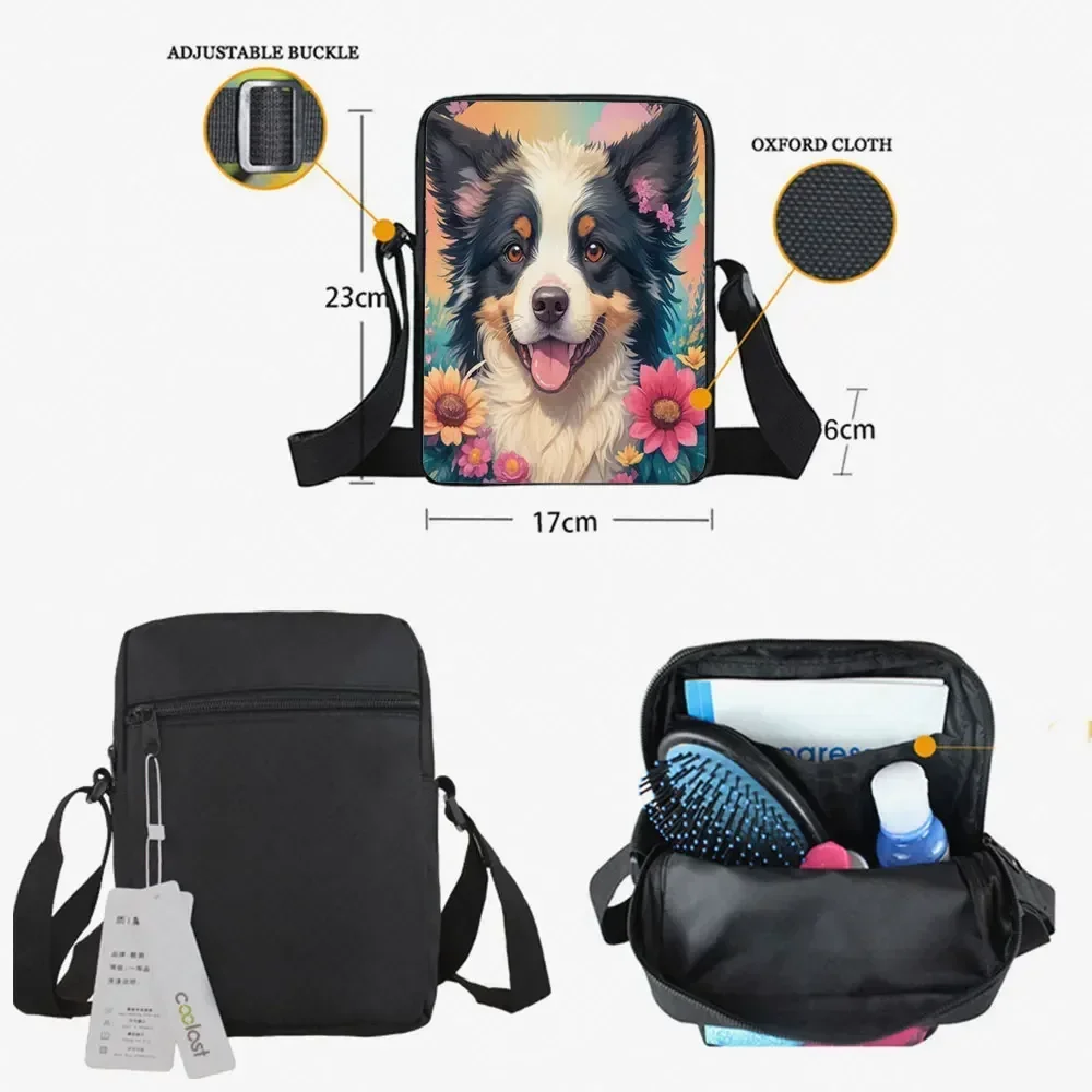 German Shepherd / Bulldog / Husky Dog Crossbody Bag Border collie Women Handbag Shoulder Bag Girls Cute Messenger Bag Bookbag