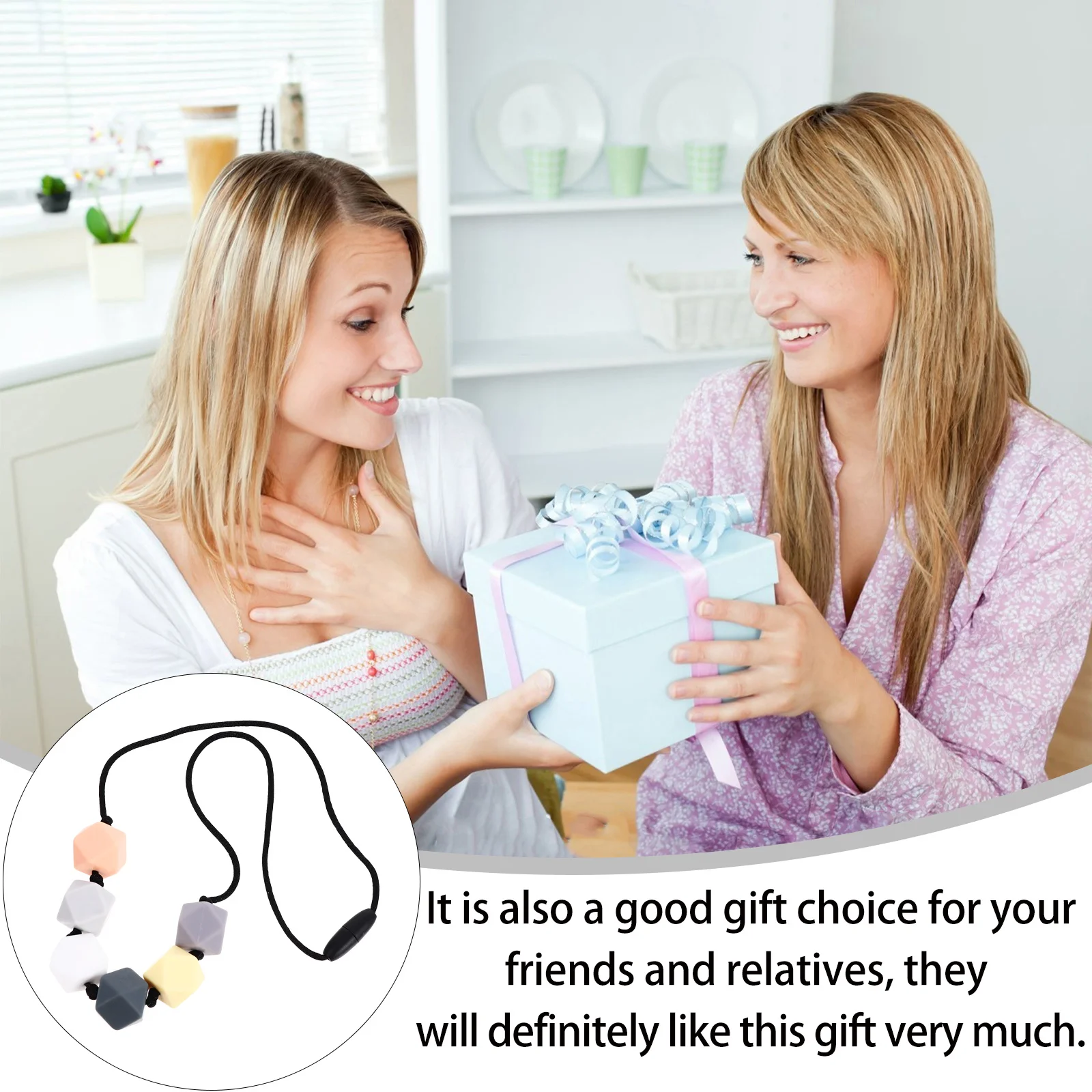 

Silicone Teething Necklace for Babies Food Grade Safe Material Lightweight Compact Grip Molar Pain Relief Lovely