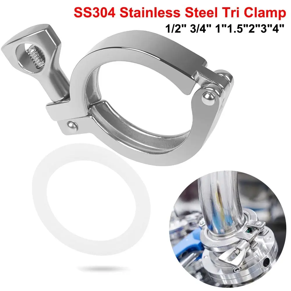 New SS304 Stainless Steel Tri Clamp Fitting With Silicone Gaskets Heavy Duty Tri Clamp Wing Nut TC Fitting