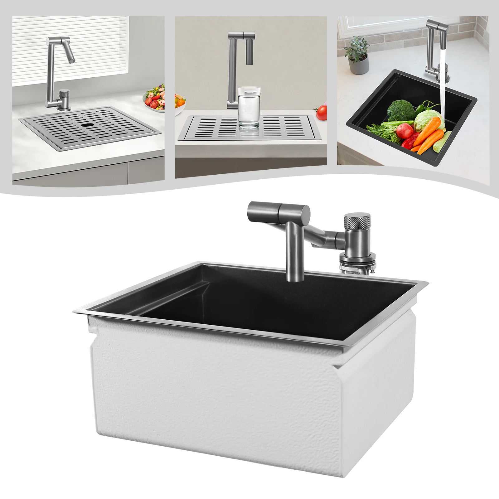 

304 Stainless Steel Sink, Bar Sink, Stainless Steel Kitchen Sink with Cover Plate Used in Homes, Restaurants, Laundry Rooms