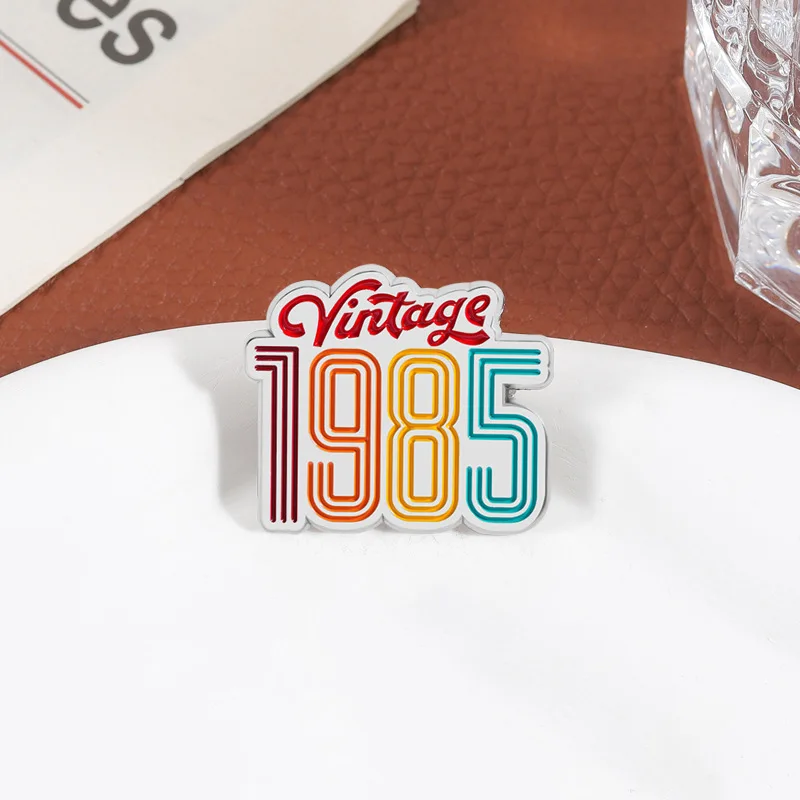 Cartoon 1985 Retro Metal badge Creative colored letter Enamel Pins Fashion women's brooch jewelry gifts men's badges