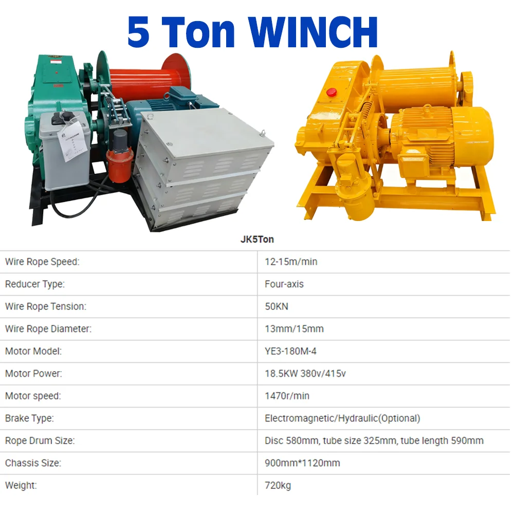 5 Ton Planetary Winch Machine with Remote Control System for Crane and Heavy Duty Hoisting Applications