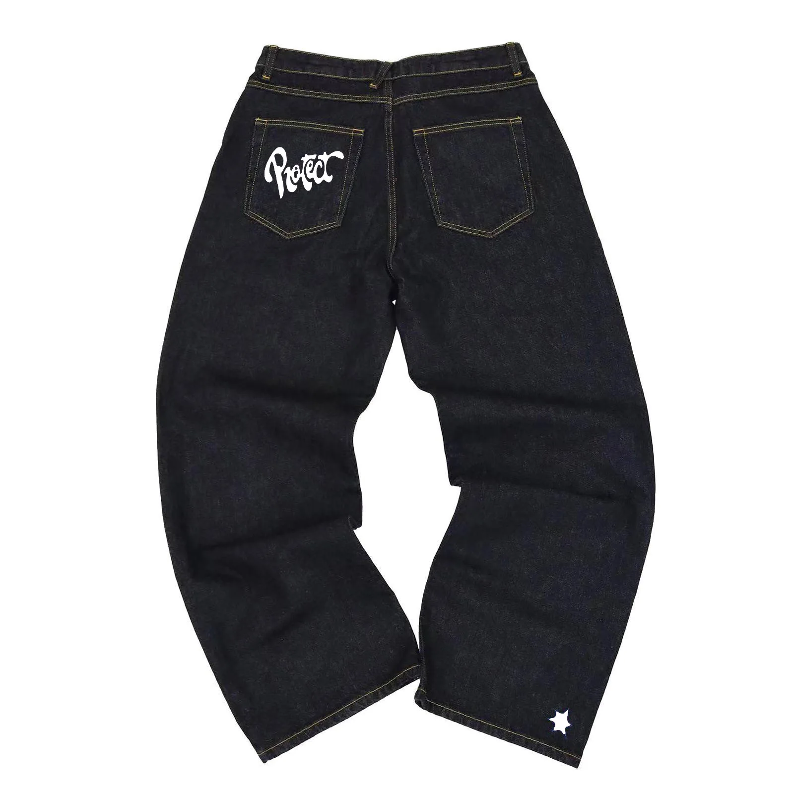 American style streetwear protect graphic jeans men high street denim pants harajuku y2k straight wide leg jeans men clothing