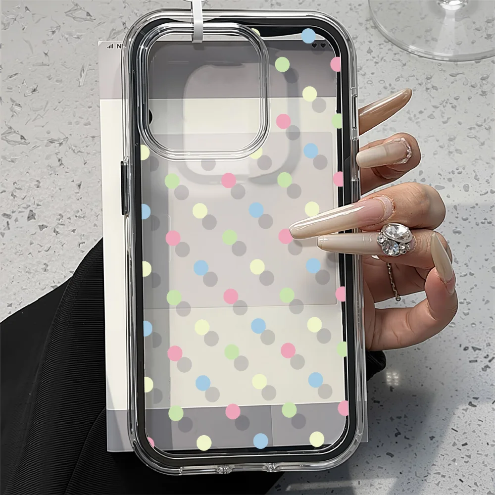Weiche TPU Polka Dots Candy Color Handyhülle für iPhone 17 Pro Max 16 13 11 15 14 12 Air 17promax 2-in-1 Transparente Schutzhülle Funda