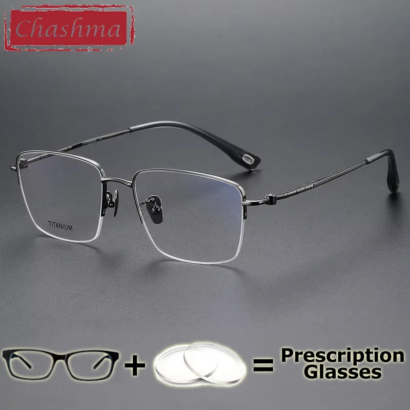 

54mm Chashma Pure Titanium Prescription Glass Gentlemen Frame Photochromic Prescription Myopia Glasses Fashion Optical Glasses