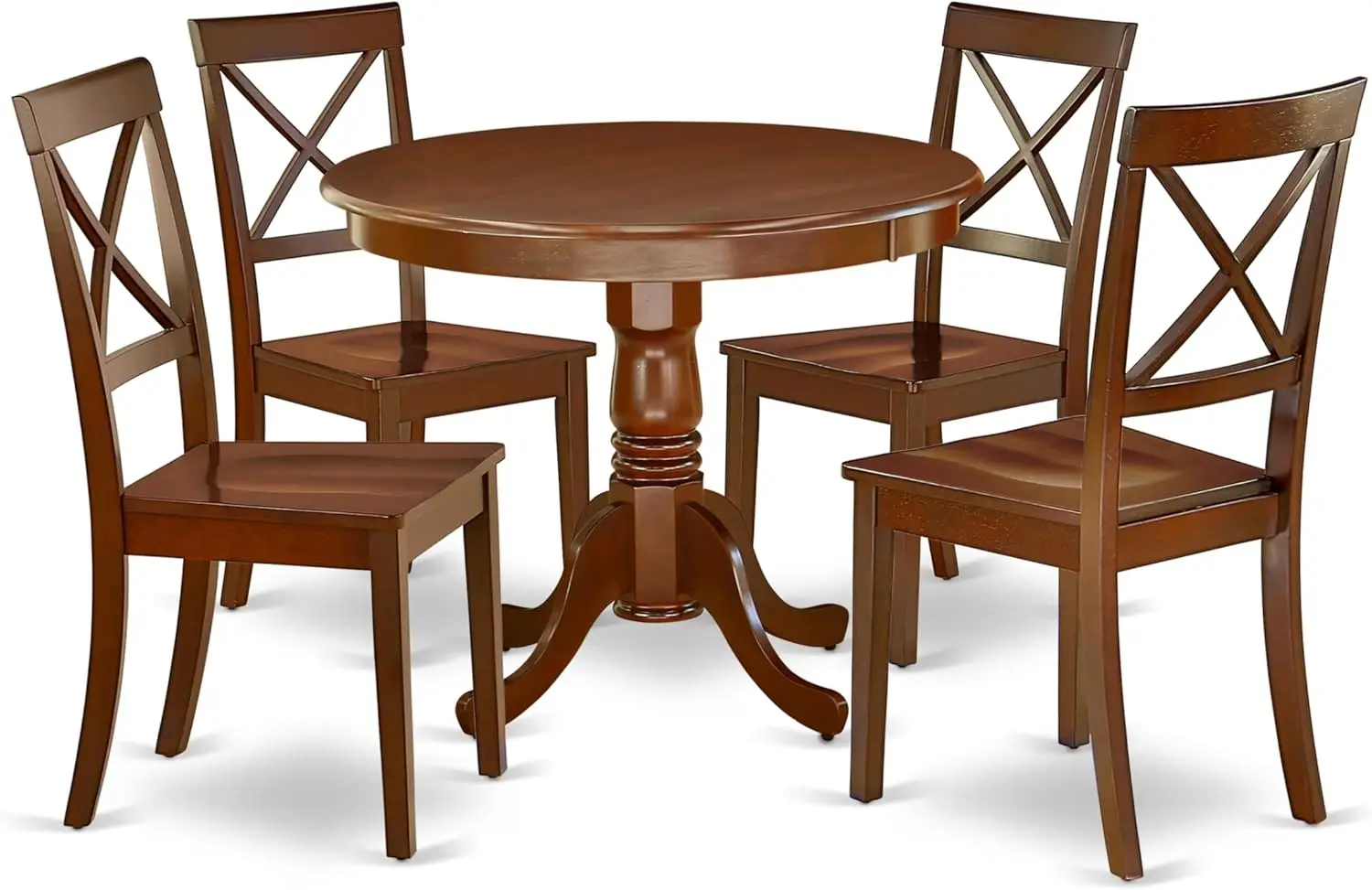 ANBO5  5 Piece Dinette Set for 4 Includes a Round Kitchen Table with Pedestal and 4 Dining Room Chairs,