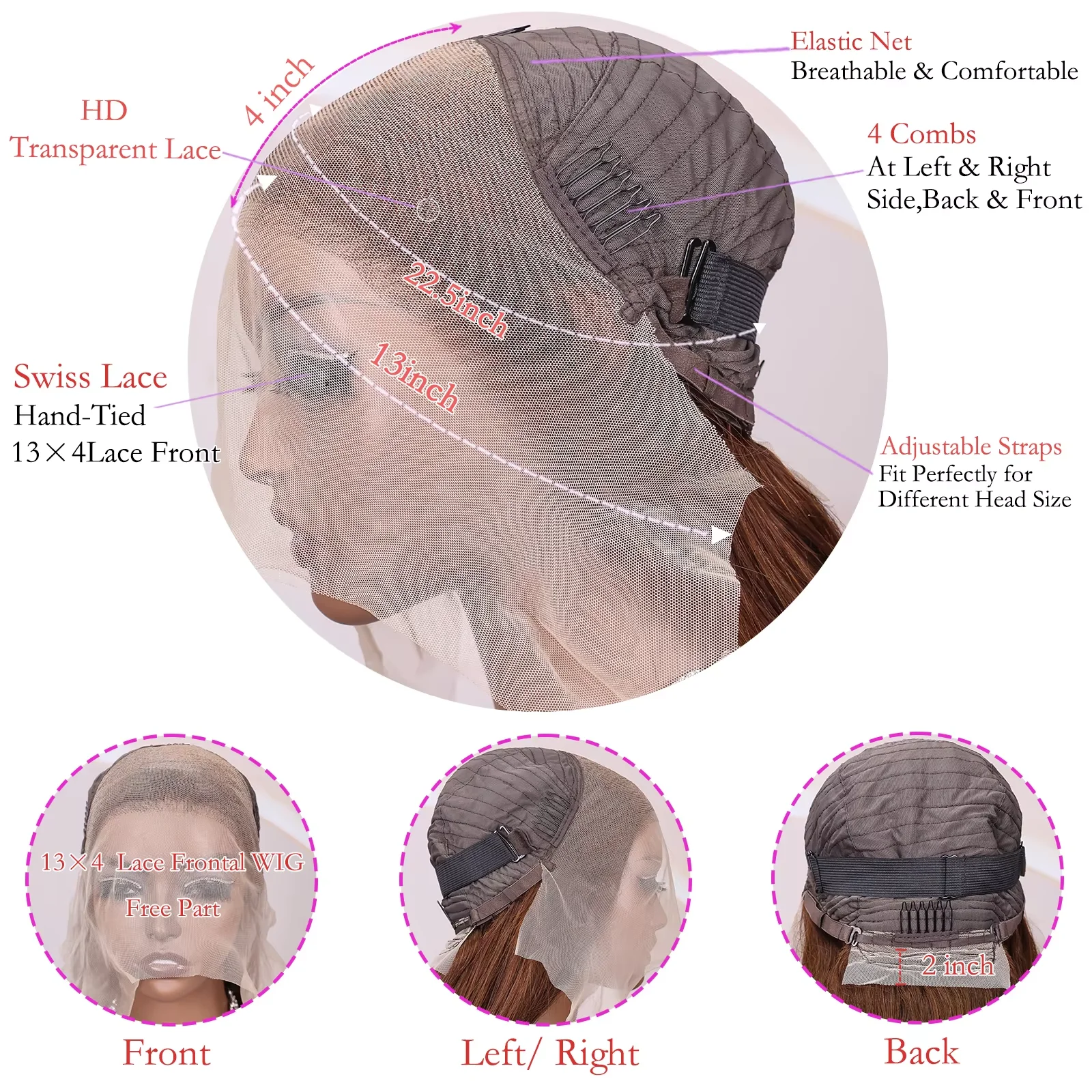 بيرو الشوكولاته البني 13x4 HD الدانتيل الجبهة خصلات الشعر المستعار الإنسان المرأة مستقيم شفاف الدانتيل الباروكات الأمامية # 4 ألوان مقطوعة مسبقًا