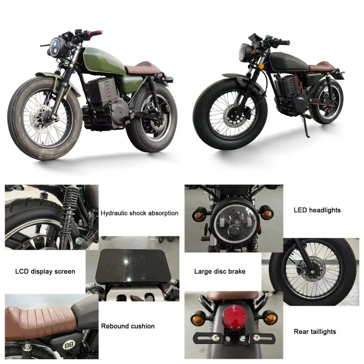 

XDS Electric Motorcycle Luyuan Super Power 2000w Cafe Racer Motorbike Super Long Range Electric Bike Retro Electric Motorcycle