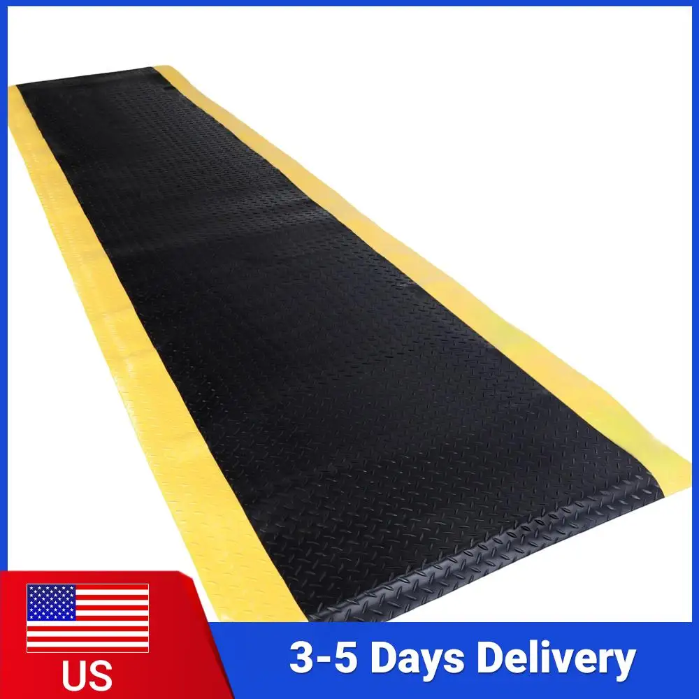 

Промышленный эргономичный коврик для работы стоя 144x36 дюймов, черный с желтой окантовкой, для склада, гаража, общественных помещений