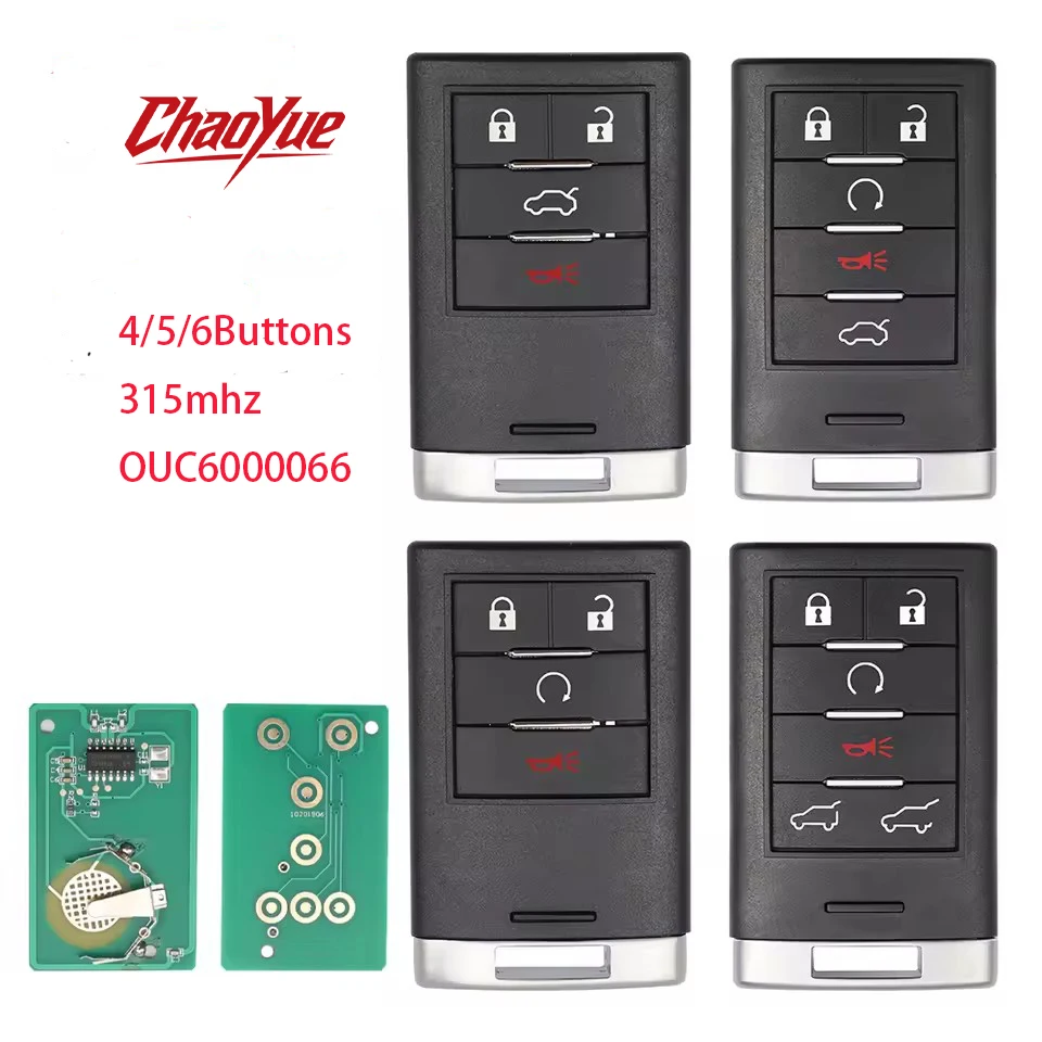 ChaoYue OUC6000066 OUC6000223 4/5/6 Buttons Smart AUTO Car Remote Fob for Cadillac CTS DTS 2008 - 2010 Escalade ESV 2011 -2014