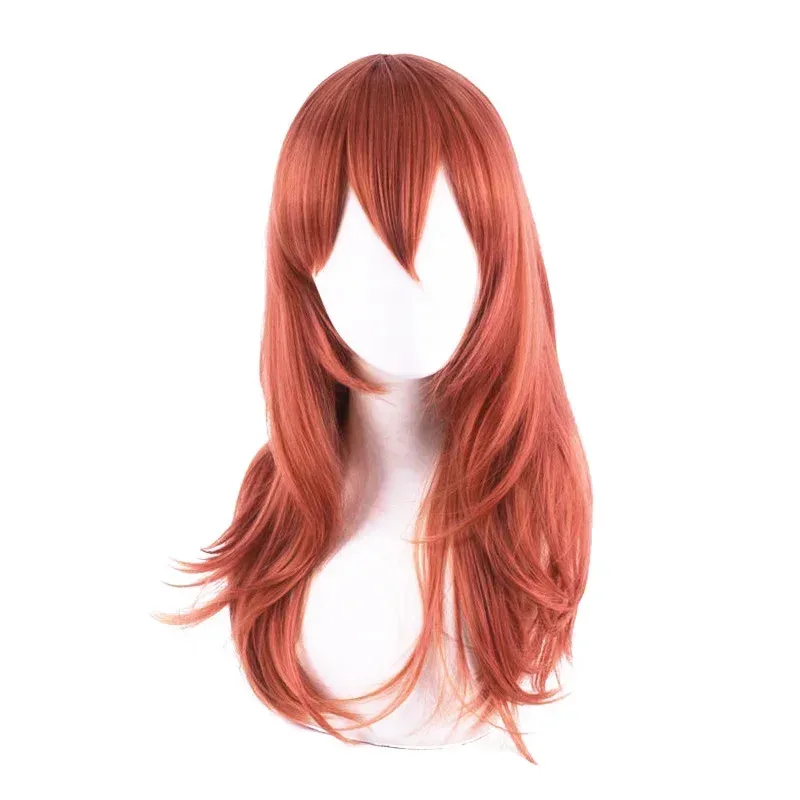 بالمنشار رجل الملاك الشيطان شعر مستعار تأثيري الملاك الشيطان برتقالي طويل بني داكن مقاومة للحرارة هالوين شعر مستعار للحفلات غطاء شعر مستعار