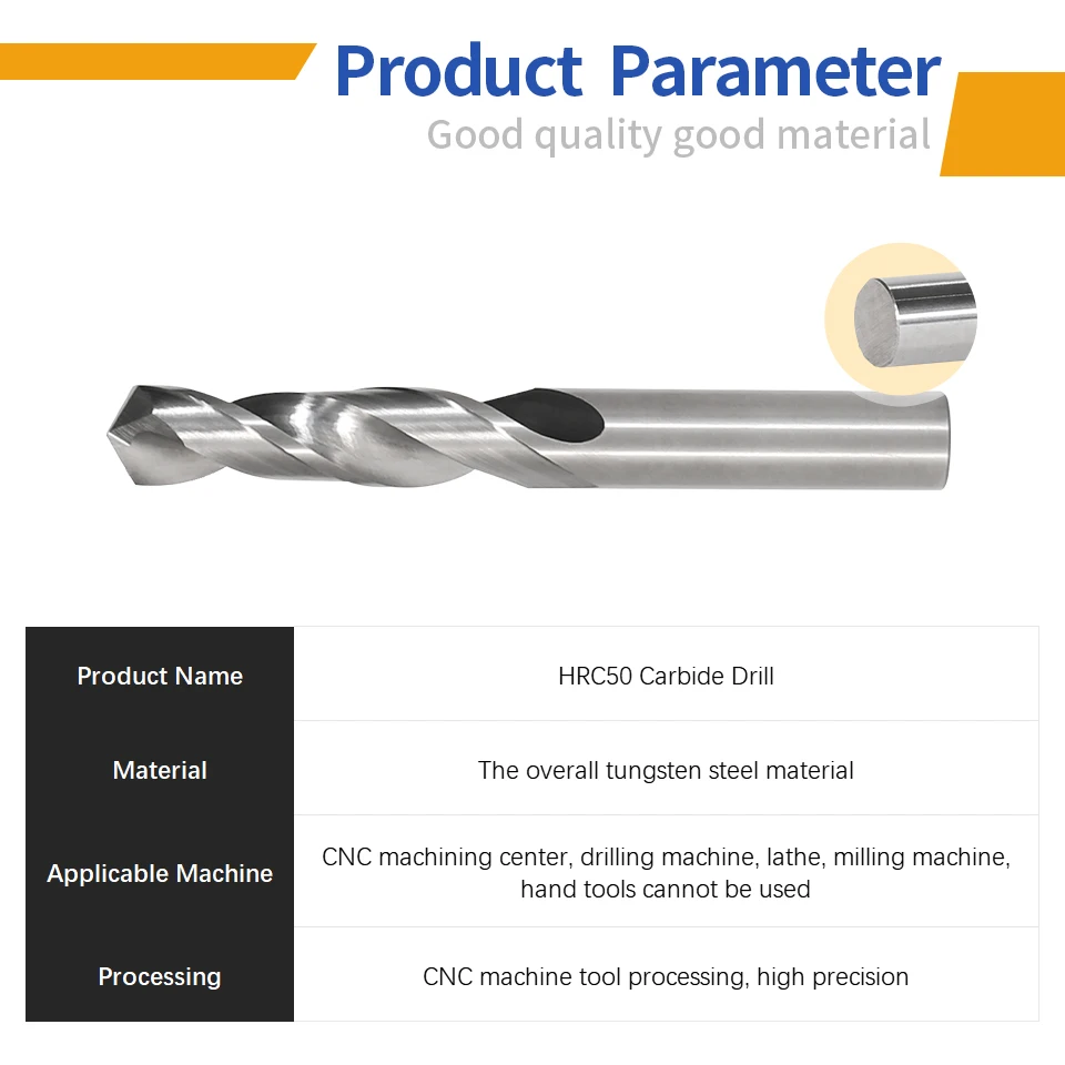 Ristip-brocas de carburo de tungsteno HRC50 °, herramienta de perforación de acero, para metalurgia dura, CNC, 0,5-20,0mm