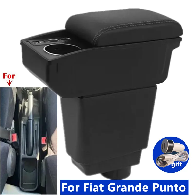 Für Fiat Grande Punto Armlehnenbox für Fiat Punto Auto-Armlehnen-Aufbewahrungsbox Getränkehalter Innenraum-Spezialzubehör Nachrüstung Auto-Zubehör