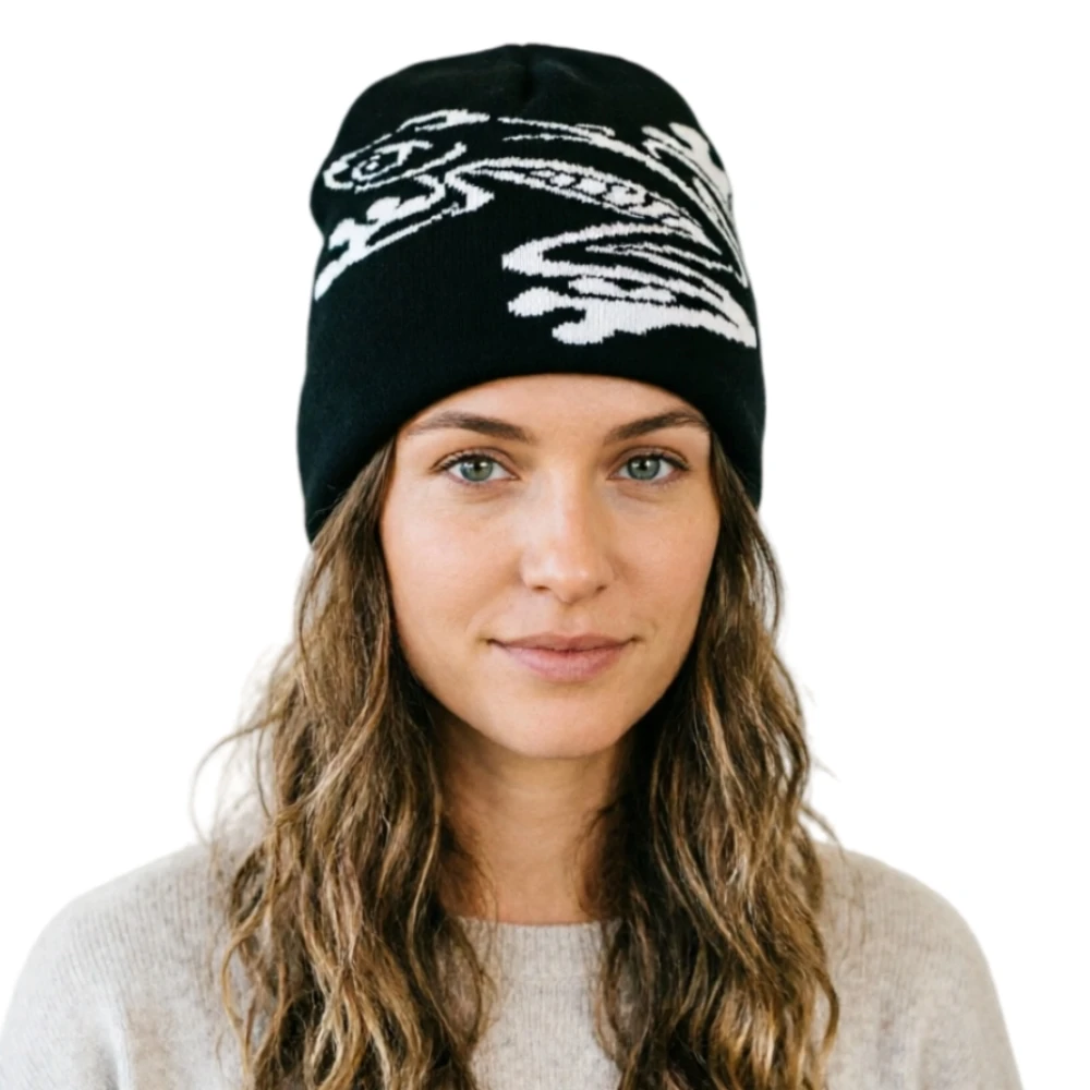 Tree Frog Print Beanie Men Women, Stretchy Knit Skull Cap for Outdoor Sports, Casual Streetwear, Unisex Cuffed Winter Hat