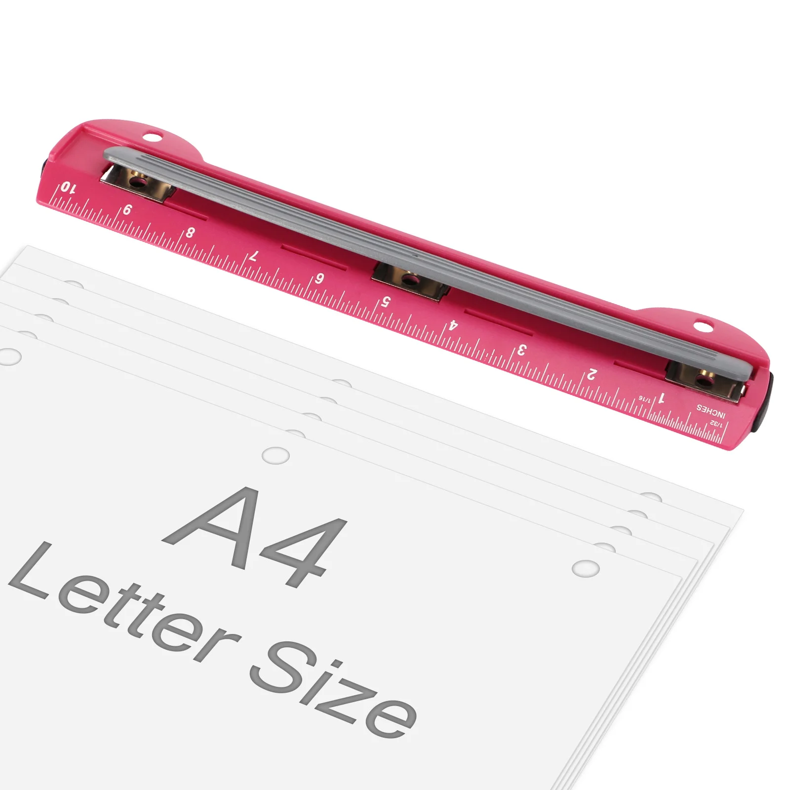 EAGLE 3-Hole Punch for A4/Letter Paper Portable Paper Punch with Inch Scale & Removable Tray, Fits in 3-Ring Binder