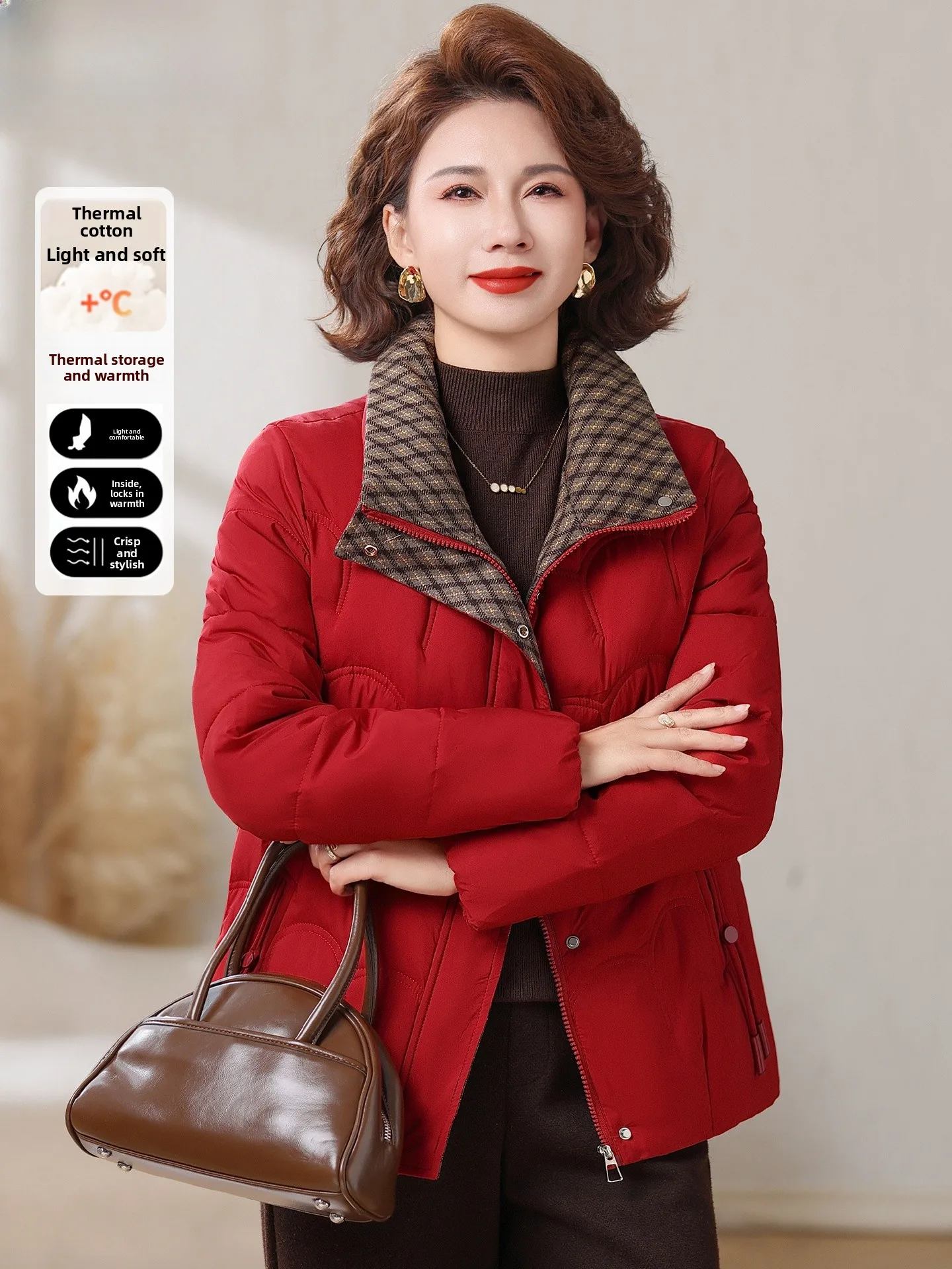 

Faionable Winter Jaet Quilted Cotton Coat ort Sle Women's Clothing Luy Year Design for Middle-Aged And ly Ladies