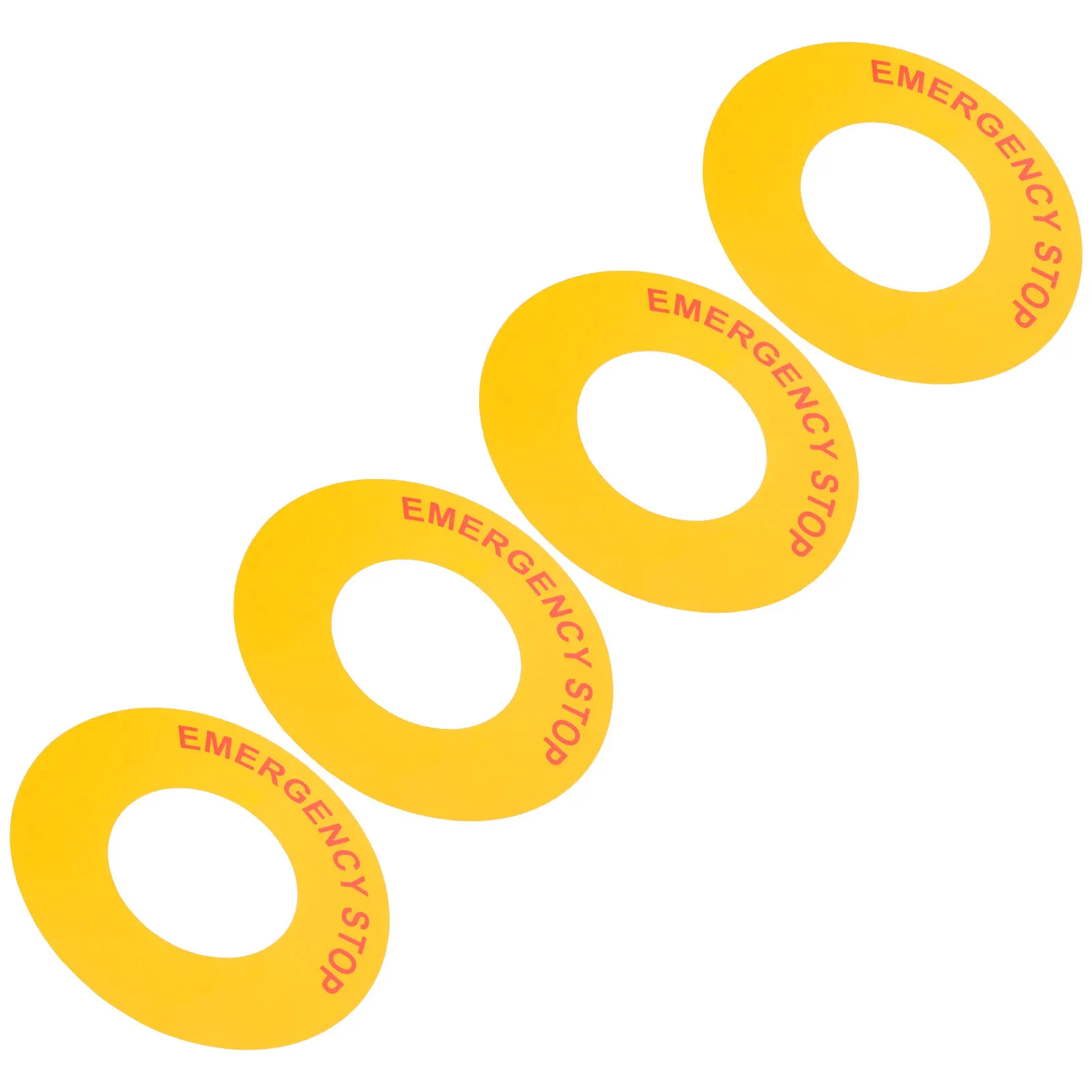 4pcs Emergency Stop Sign Label Bright Printed Adhesive Stickers For Machinery Factory Home Pp Strong Adhesion Warning