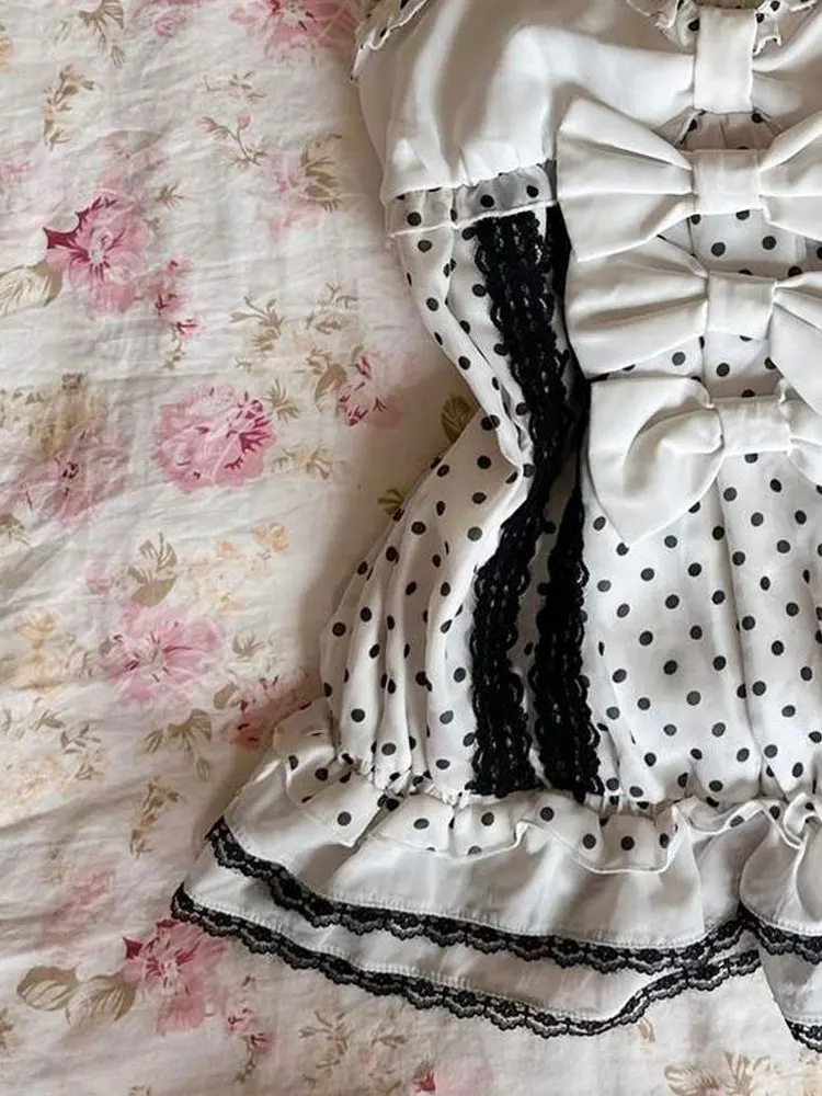 Original Beautiful White Polka Dot Lace Women's Vest Summer Pure Desire Sle Small Strap Tank Top Commute Sle Slim Fit Cot...