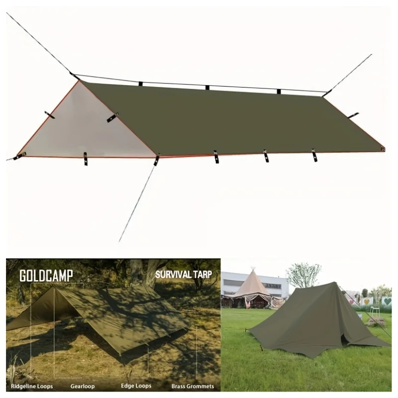 

19 Hanging: Pure green, olive green, green waterproof canopy, suitable for installation and multifunctional outdoor camping and