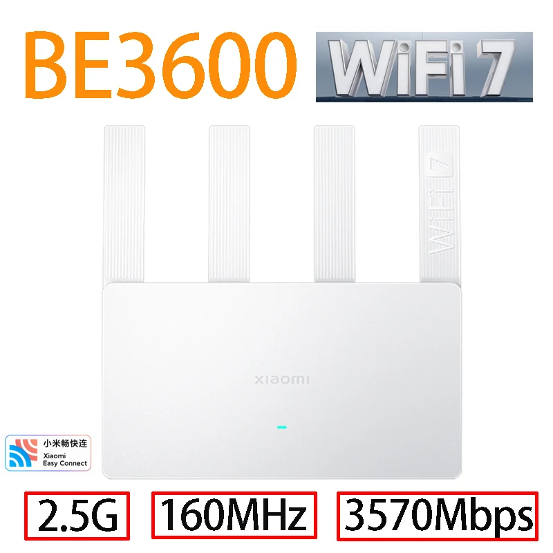 BE3600 WIFI7 Router 2.4/5GHz Dual Frequency 160MHz 3570Mbps Qualcomm quad-core 1.1GHz CPU Dual WAN LAN Mesh Network Mijia App